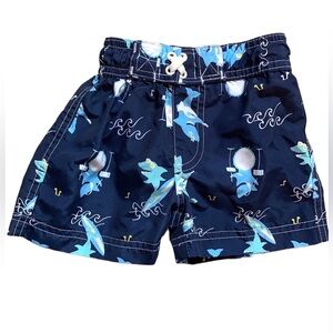 Wippette Shark Swim Trunks Shorts Size 18 Months Blue Surfboard Drums Guitar. J